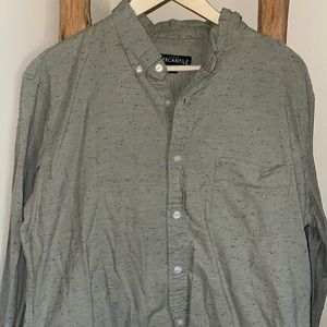 J Crew Flecked Army Green Button Down Shirt